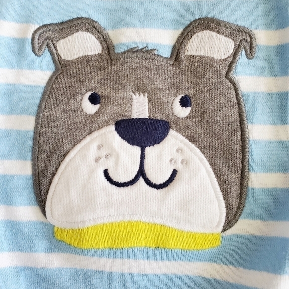 K1301 * Carter's Striped Dog Boys Tee Blue White Gray Size 6M - Picture 6 of 6